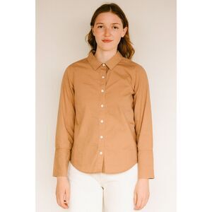 VETTA Brown Organic Cotton Button Up Blouse Shirt Top  Women's Size Small